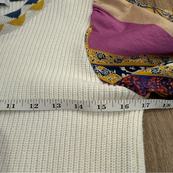 Fate Anthropologie Sweater Size Small Ivory Multi Media Sleeves Colorful Boho - Picture 8 of 10